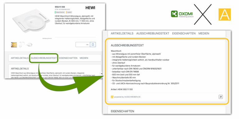 Ausschreibungstext von AUSSCHREIBEN.DE in OXOMI Beispiel HEWI