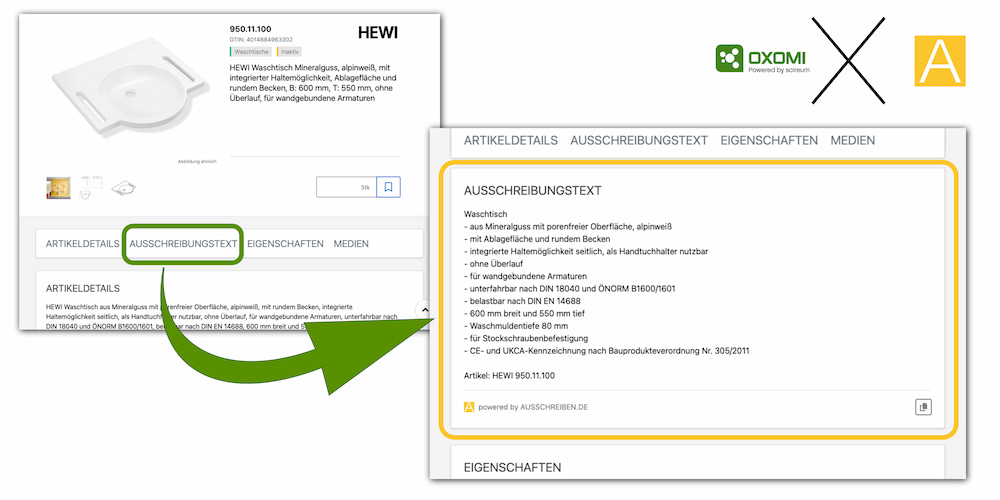 Ausschreibungstext von AUSSCHREIBEN.DE in OXOMI Beispiel HEWI