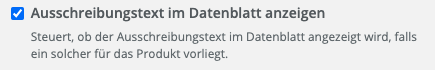 Ausschreibungstexte aktivieren in OXOMI