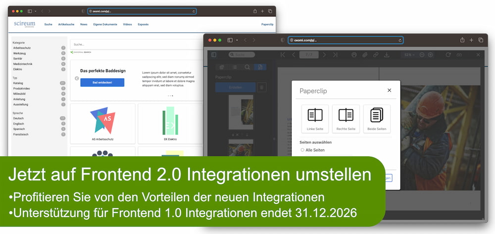 Ende OXOMI Frontend 1.0 Integrationen