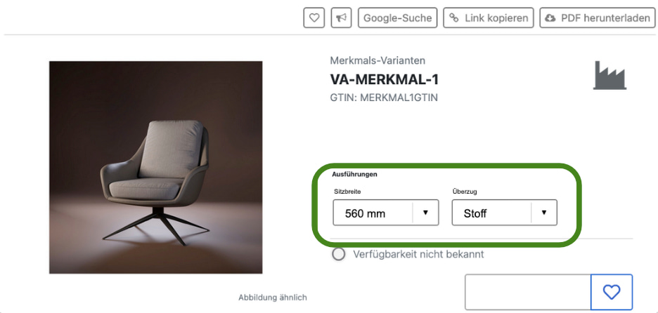Varianten im Datenblatt OXOMI